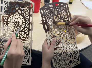 After cutting, we paint the outer shell.